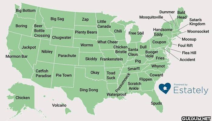 15. Most oddly named town...