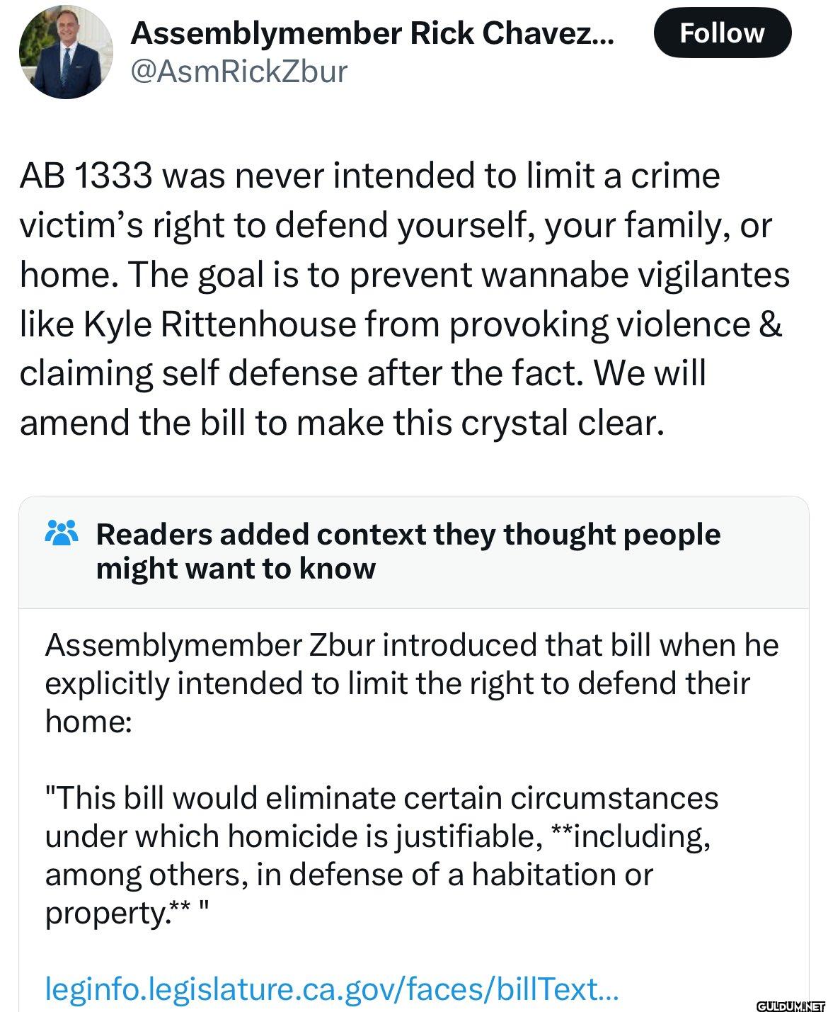 Follow AB 1333 was never...