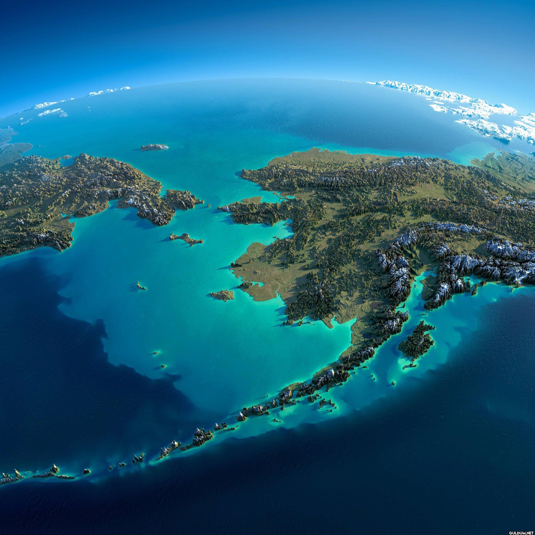 Exaggerated relief map of...