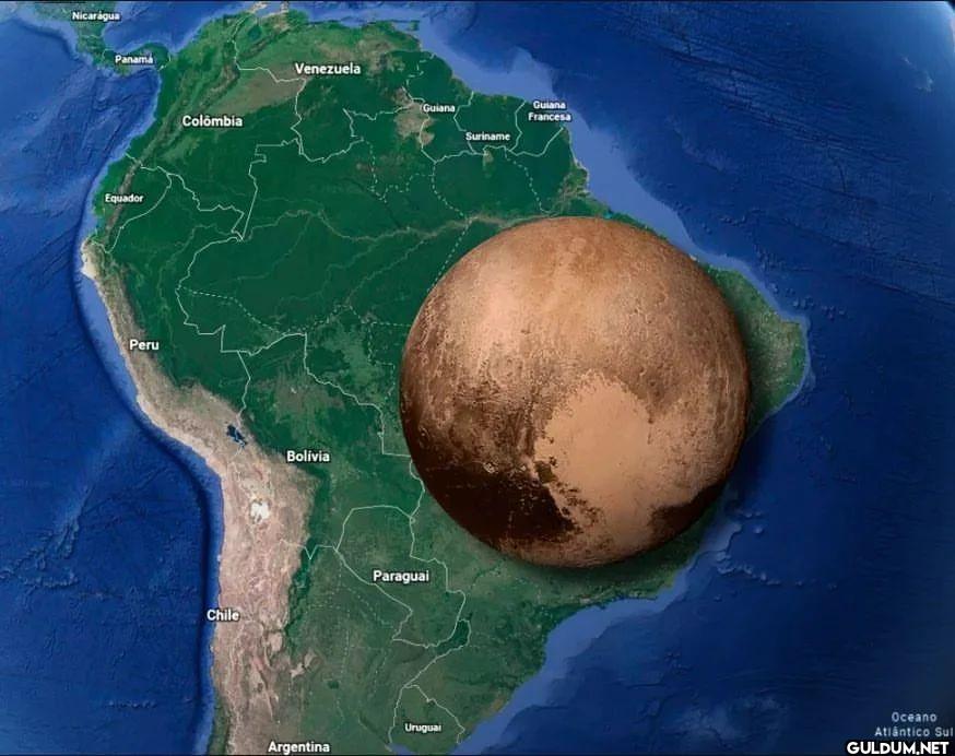 Pluto compared to Brazil  ...