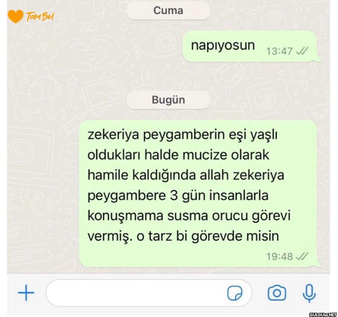 Tam Bet Cuma + napıyosun...