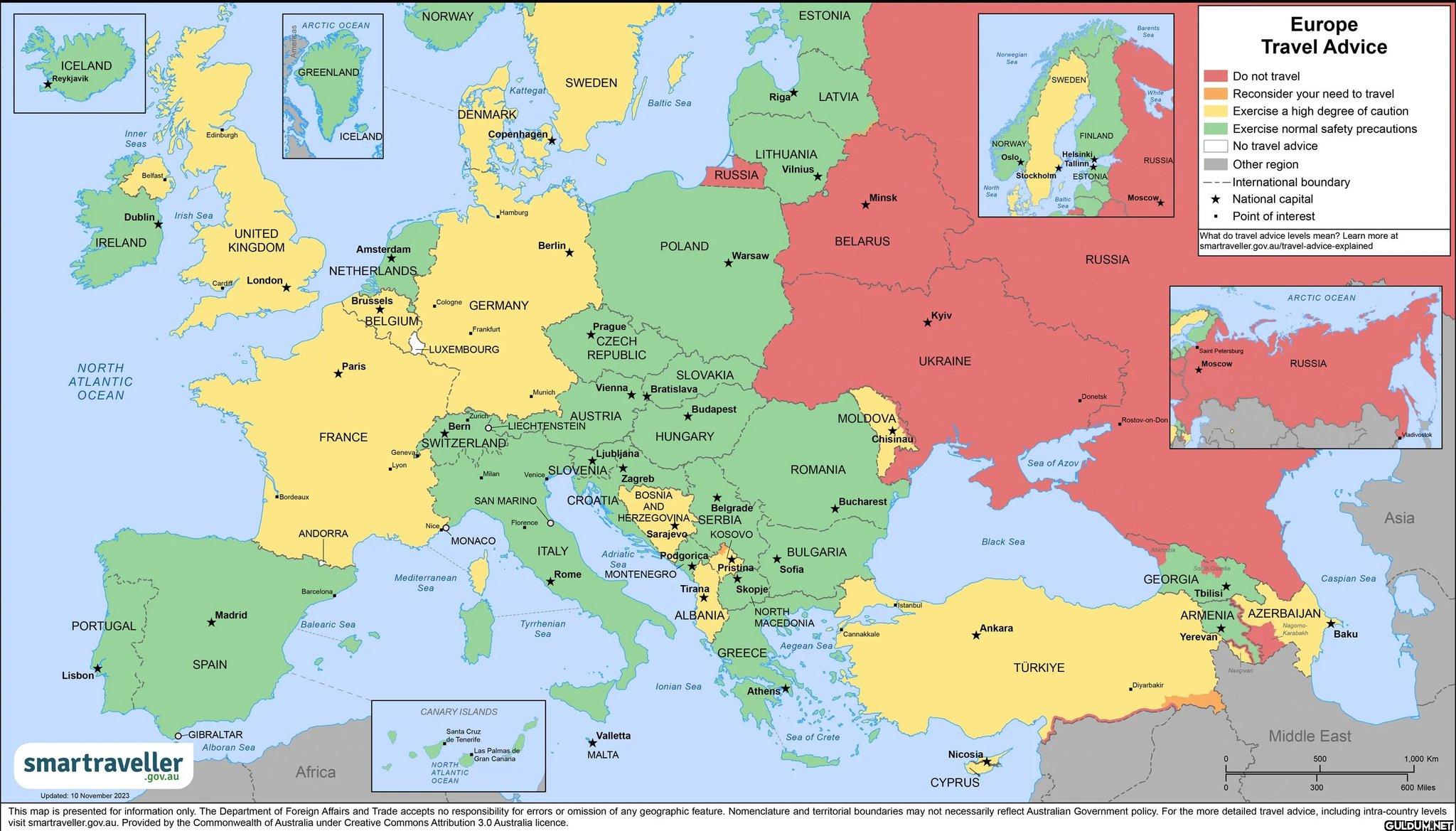 Europe travel advisories...