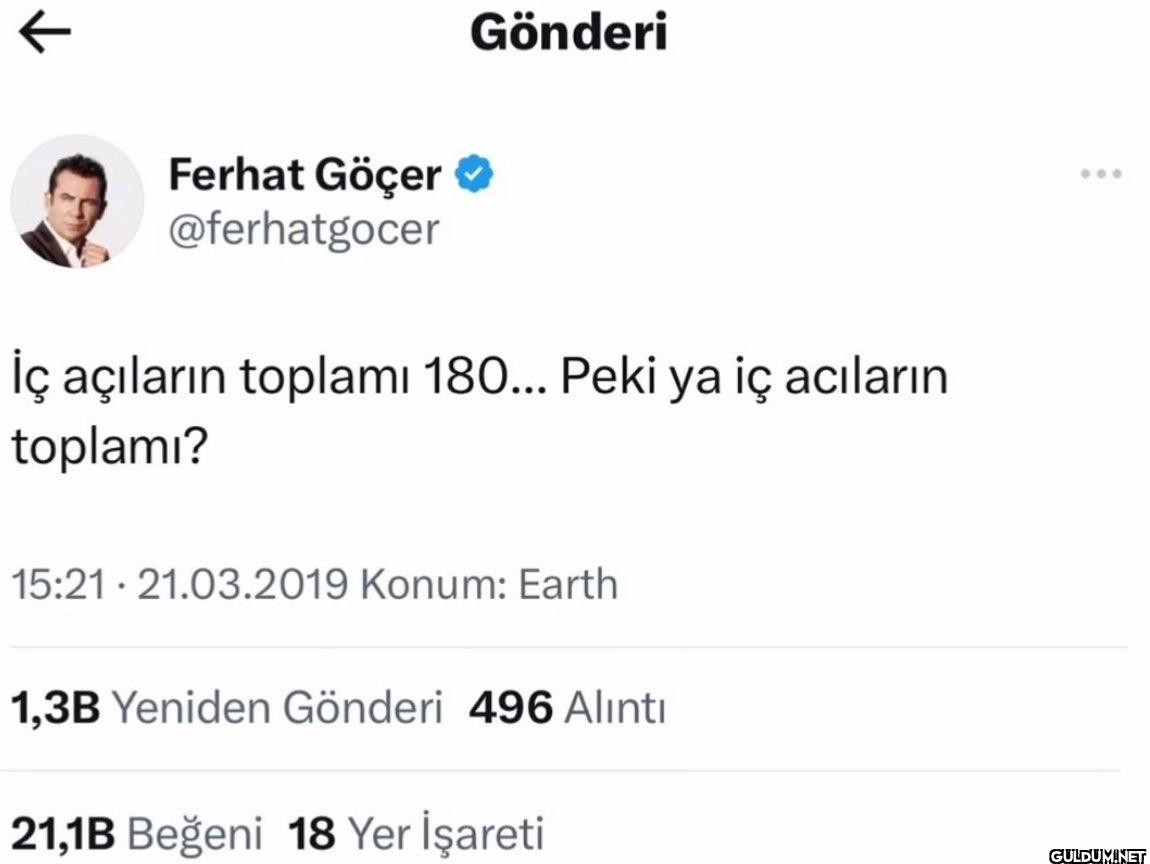 İç açıların toplamı 180......