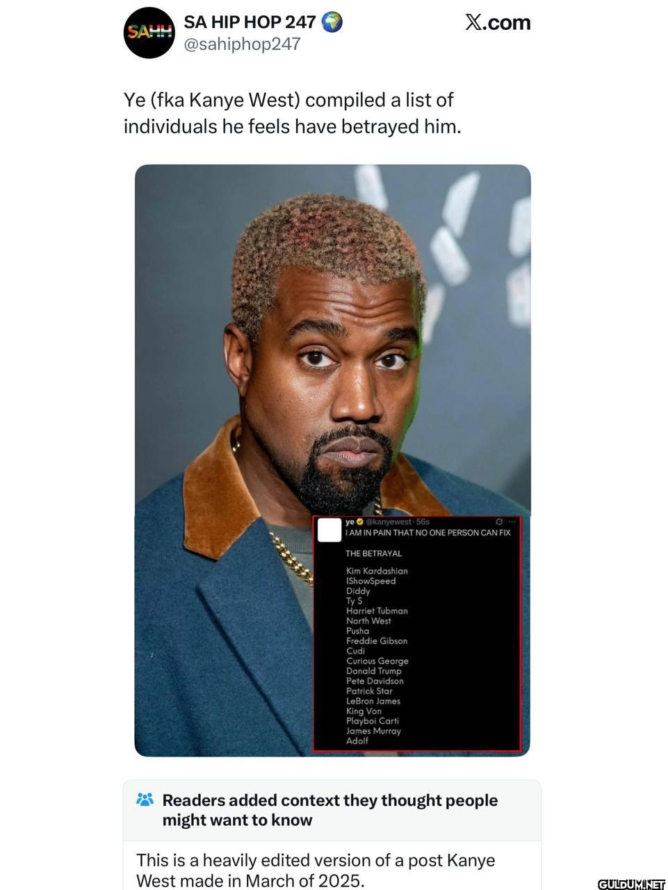 Ye (fka Kanye West)...