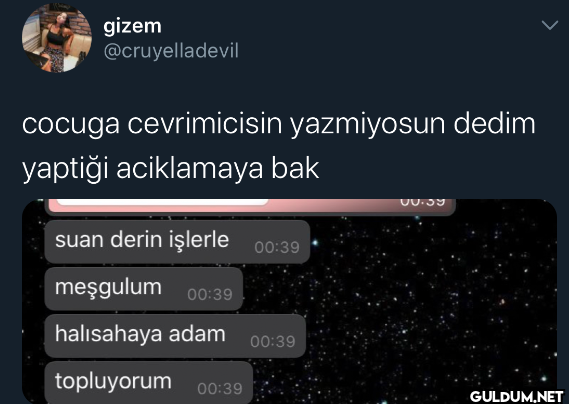 cocuga cevrimicisin...