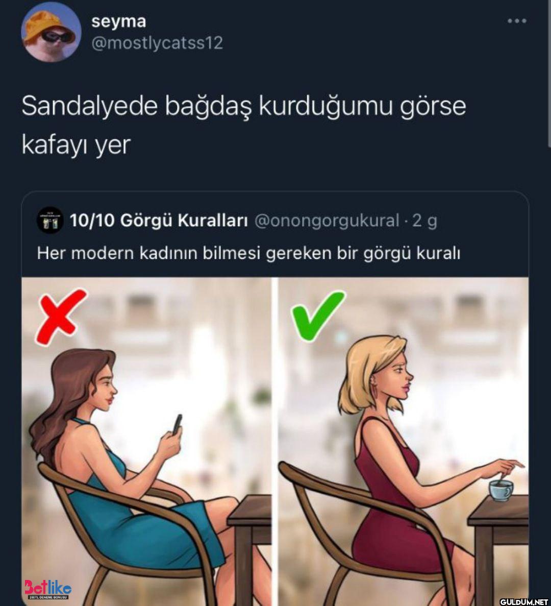 Sandalyede bağdaş...