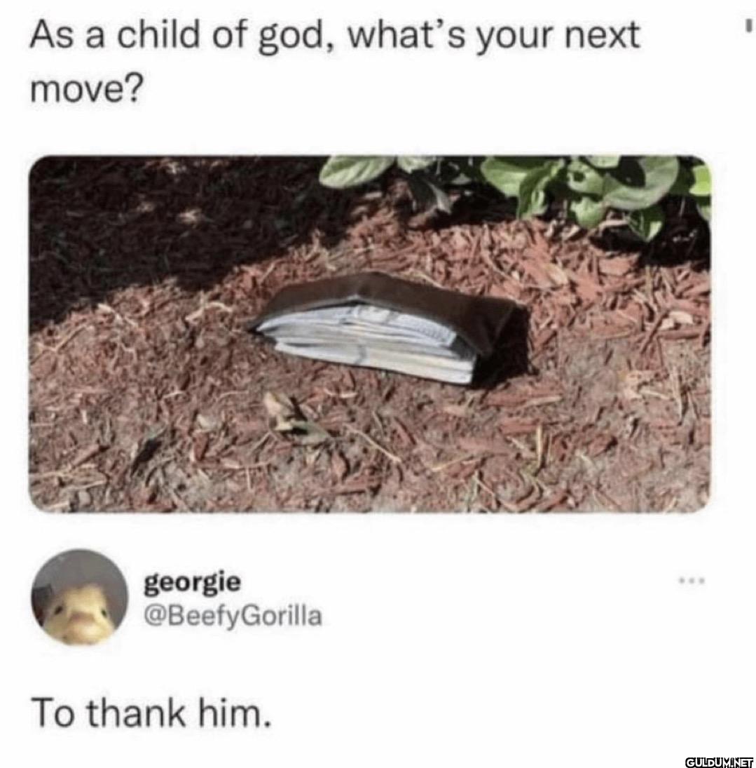 As a child of god, what's...