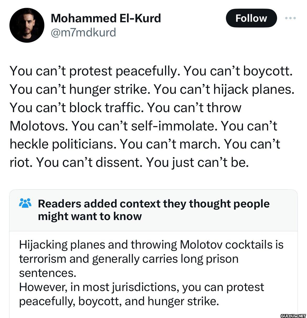 Follow You can't protest...