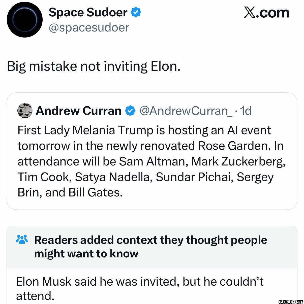 Big mistake not inviting...