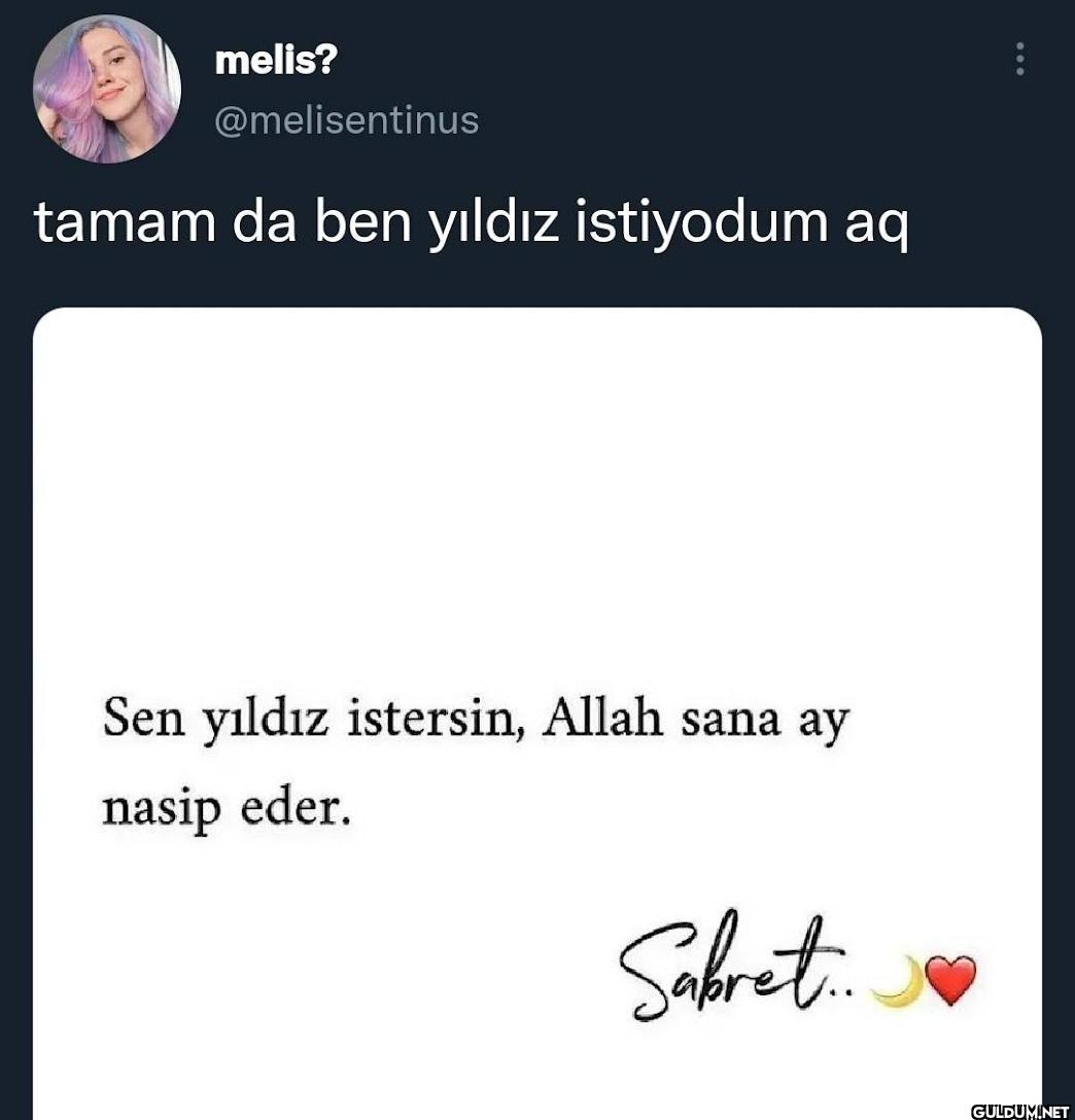 tamam da ben yıldız...