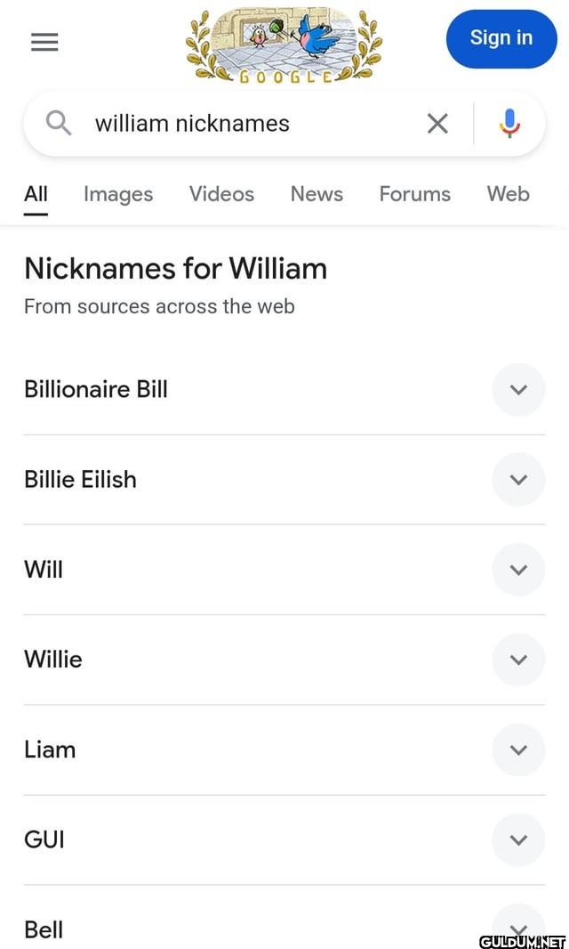 60 william nicknames Sign...
