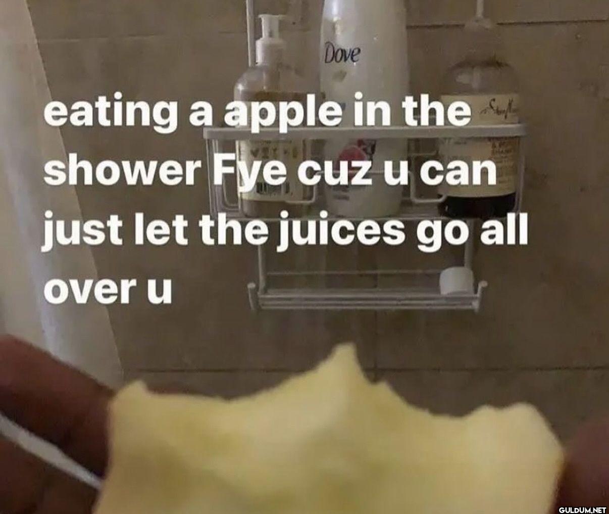 eating a apple in the...