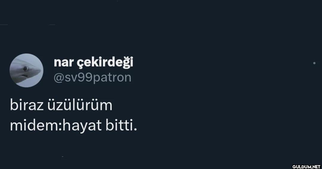 biraz üzülürüm midem:hayat bitti.