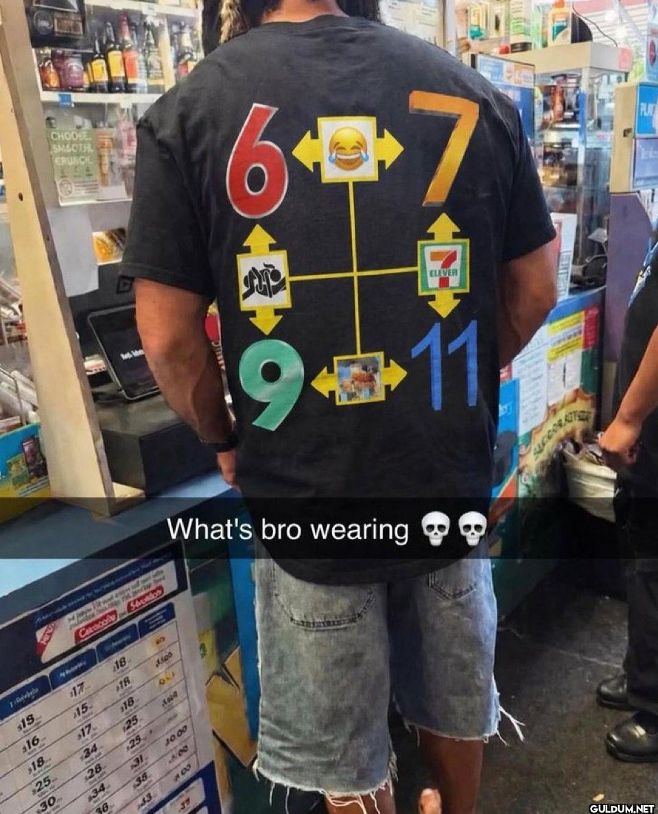6 7 9 11 What's bro wearing