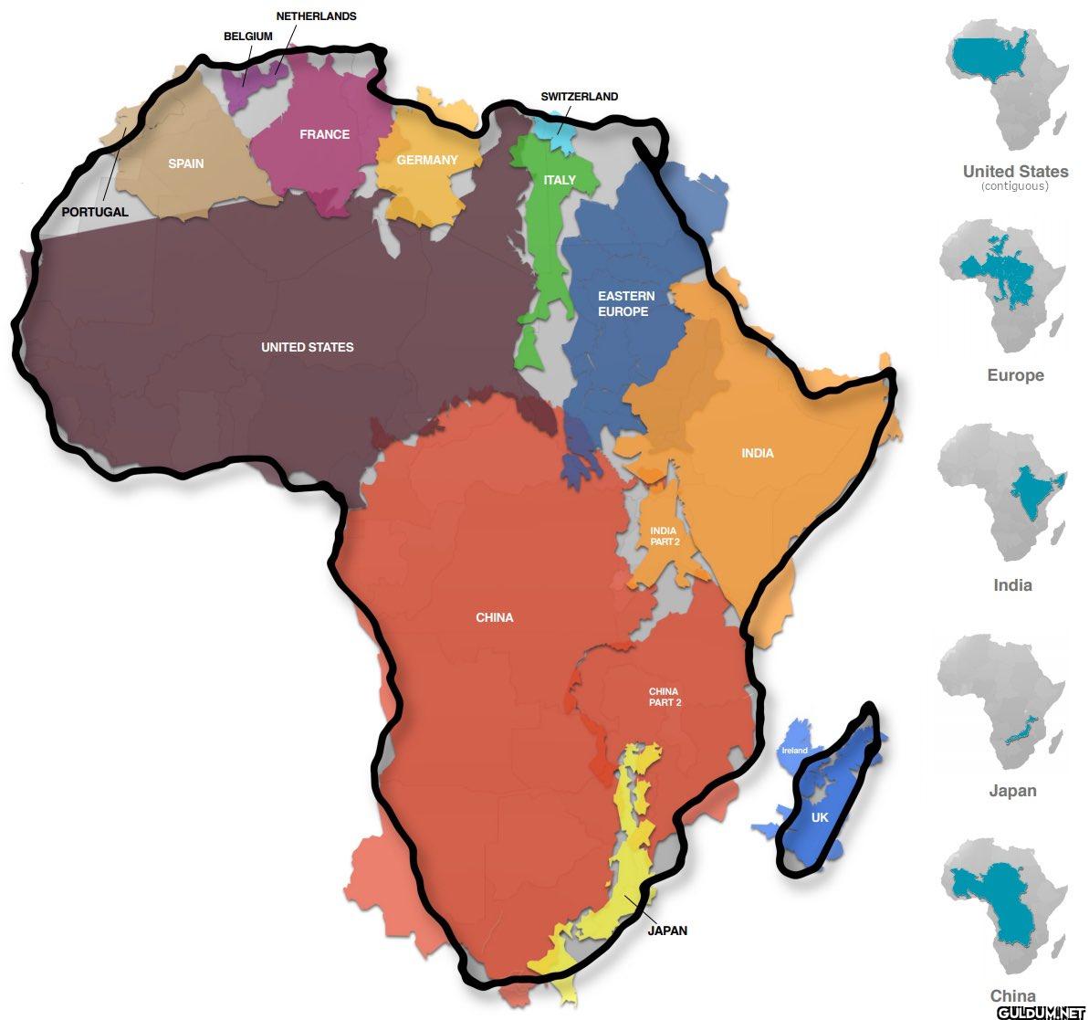 The real size of Africa.  ...