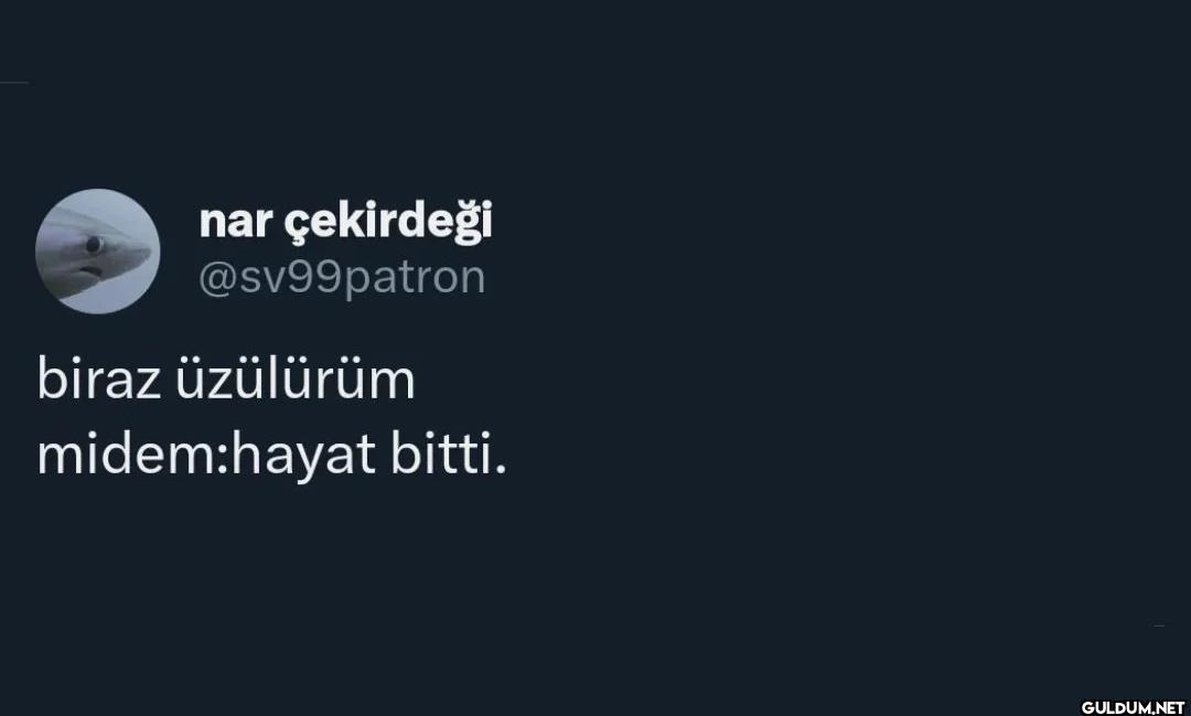 biraz üzülürüm midem:hayat bitti.