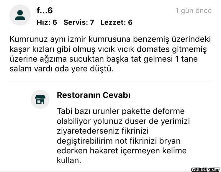 aferin restoran. terbiye...