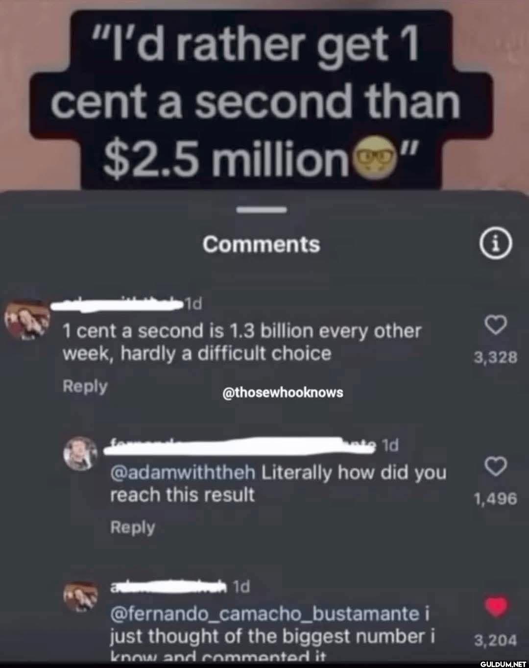 "I'd rather get 1 cent a...
