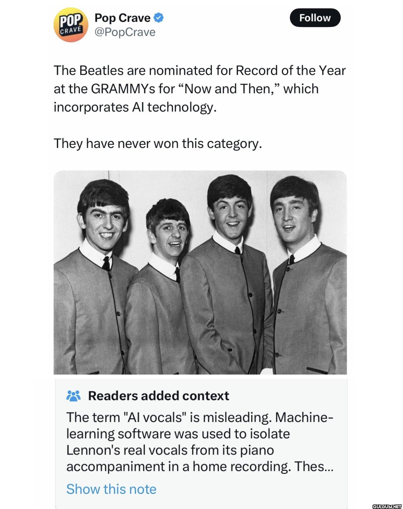 Follow The Beatles are...