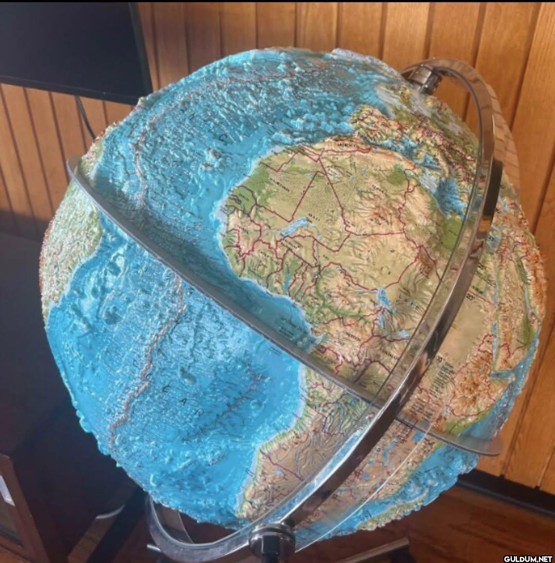 A globe that shows elevation