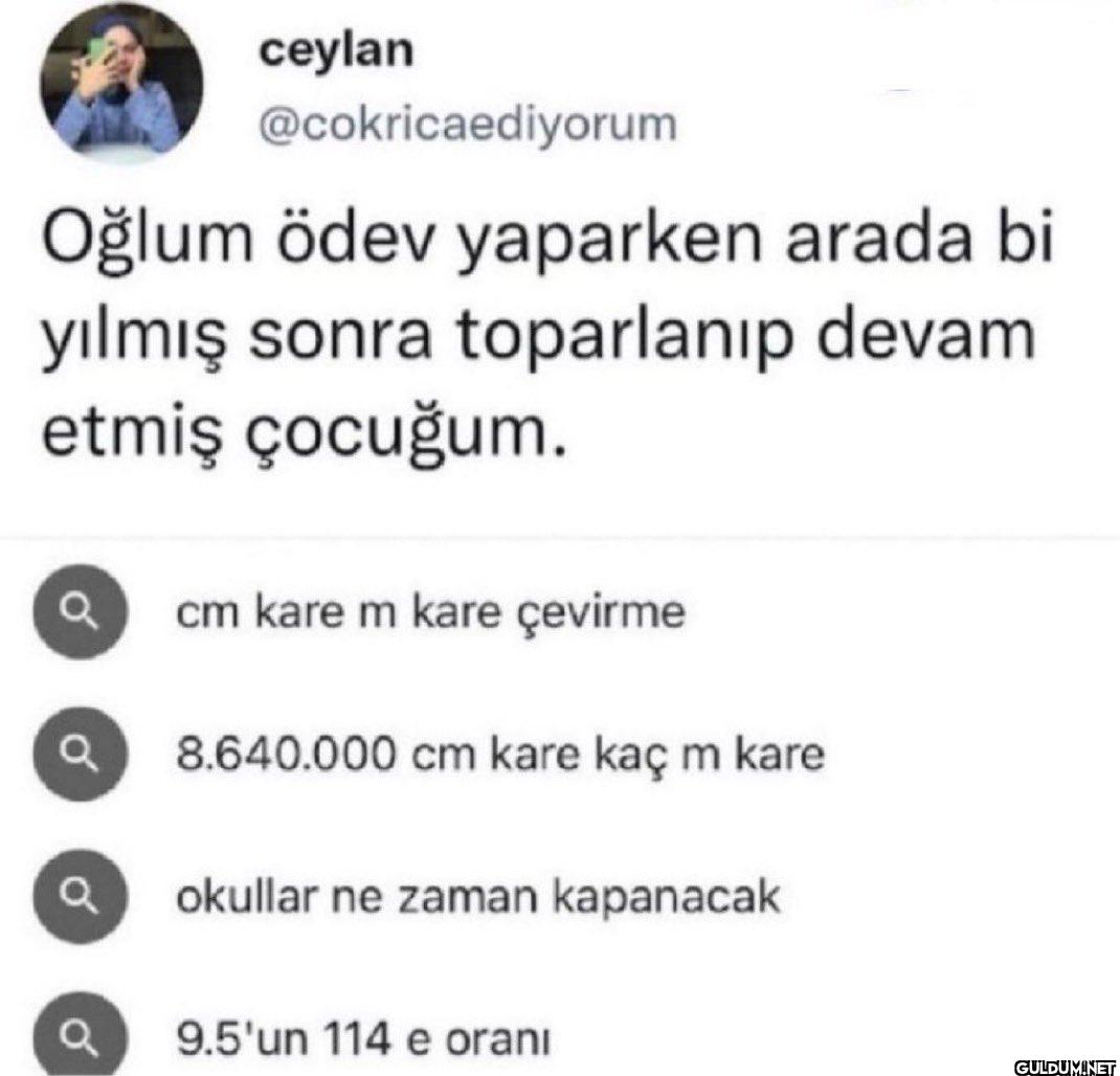 Oğlum ödev yaparken arada...